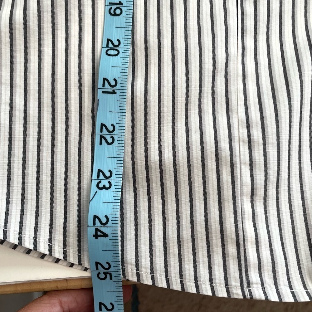 Chicos No Iron Black White Tan Stripe Button Front Long Sleeve Shirt Cotton LG - Picture 7 of 8